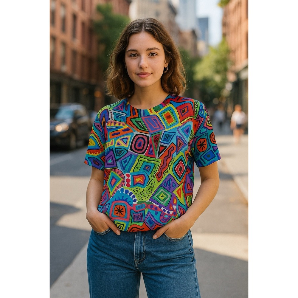 Vtg Silktime Top Womens M Silk Psychedelic‎ Abstract Artsy Maximalist 90s